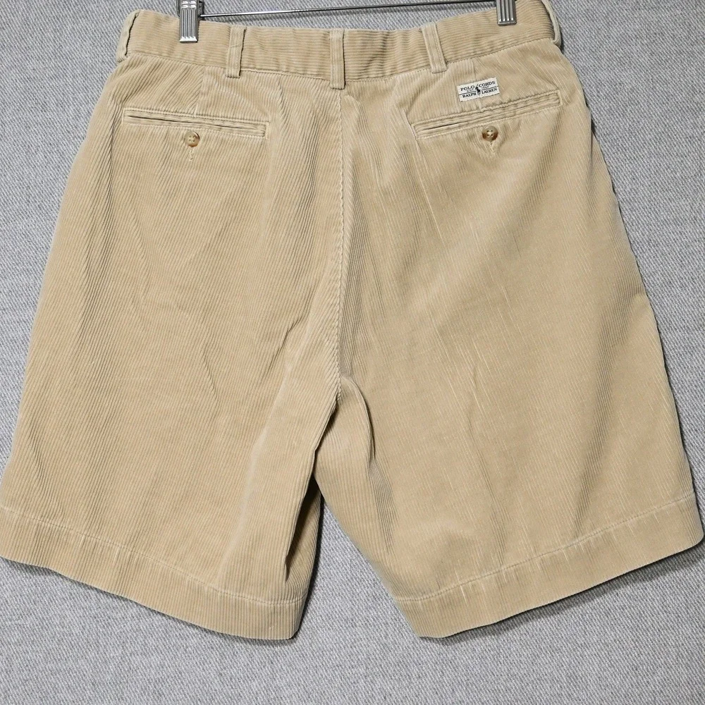 Polo Ralph Lauren Corduroy Shorts Mens 31 Pleated Tan Vintage Preppy Flaws